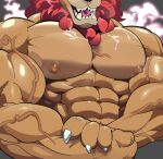  abs anthro biceps capcom claws close-up felid felyne flexing hair kirby_(series) kirby_and_the_forgotten_land leongar lion lynian male mammal mane monster_hunter muscular muscular_anthro muscular_male nintendo nipples pantherine pecs red_hair solo teeth thymilph vein veiny_muscles 