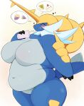  &lt;3 2023 anthro armor belly beverage big_belly big_breasts blue_body blush breasts claws curvy_figure eating eyelashes eyes_closed featureless_breasts female fin food generation_5_pokemon glistening grey_body headgear helmet hi_res huge_breasts licking licking_lips love_handles mokeee57 navel nintendo nude overweight overweight_anthro overweight_female pictographics pokemon pokemon_(species) portrait samurott simple_background solo standing tail tail_fin thick_thighs three-quarter_portrait tongue tongue_out voluptuous whiskers wide_hips 