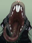  anthro black_hair bodily_fluids female fur grey_body grey_fur hair hellezra hi_res mammal mouth_shot murid murine open_mouth rat reptile rodent saliva saliva_on_face saliva_on_tongue scalie snake solo teeth teeth_showing tongue tongue_out vore 