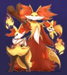  2023 absurd_res ambiguous_gender anthro biped black_body black_fur braixen brown_body brown_fur canid canine delphox digital_media_(artwork) fennekin feral fire fur generation_6_pokemon group hi_res huge_filesize inner_ear_fluff kemono knoxisnotdead looking_at_viewer mammal multicolored_body multicolored_fur nintendo pokemon pokemon_(species) quadruped red_body red_eyes red_fur signature stick trio tuft white_body white_fur yellow_body yellow_fur 