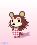  2023 animal_crossing anthro apron apron_only brown_body clothing eulipotyphlan female freckles_on_face guywiththepie hedgehog hi_res lidded_eyes looking_at_viewer mammal mostly_nude nintendo pink_background red_apron sable_able simple_background solo 