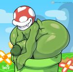  absurd_res big_butt big_penis butt elemental_creature elemental_humanoid flora_fauna genitals green_body hi_res huge_butt huge_hips huge_thighs humanoid male mario_bros nintendo not_furry nude penis pipe piranha_plant plant smile solo thick_thighs virito wide_hips 