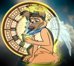  2016 all_dogs_go_to_heaven arcticfox2012 brown_body brown_fur brown_nose brown_tail canid canine canis charlie_barkin collar digital_drawing_(artwork) digital_media_(artwork) domestic_dog don_bluth feral full-length_portrait fur german_shepherd halo herding_dog hi_res male mammal pastoral_dog portrait quadruped sitting solo tail wings 