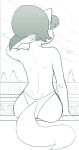  2023 absurd_res anthro arm_support barely_visible_breasts bent_arm bikini bikini_bottom breasts clothed clothing digital_drawing_(artwork) digital_media_(artwork) domestic_cat extended_arm eyelashes faceless_anthro faceless_character faceless_female felid feline felis female fence fingers hair hi_res humanoid_hands kitty_katswell mammal monochrome nickelodeon outside plant poolside prick_ears rear_view redout short_hair sitting solo swimming_pool swimwear t.u.f.f._puppy tail topless topless_anthro topless_female touching_hair tree water 