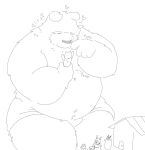  &lt;3 2023 anthro bear belly big_belly bottomwear clothing group hi_res japanese_text kemono macro male mammal navel overweight overweight_male shorts simple_background sitting suishou0602 text white_background 