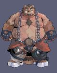  2023 absurd_res anthro belly big_belly black_clothing black_underwear brown_body clothing facial_piercing hi_res humanoid_hands kemono male mammal moobs nipples nose_piercing nose_ring overweight overweight_male piercing ring_piercing simple_background solo suid suina sus_(pig) tuokemao underwear wild_boar 