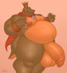 2023 4_fingers anthro areola balls big_balls big_butt big_penis biped butt cape claws clothing crocodilian crown digital_media_(artwork) donkey_kong_(series) fingers flaccid foreskin gabgbb genitals headgear hi_res huge_balls huge_butt huge_penis huge_thighs hyper hyper_genitalia hyper_penis king_k._rool kremling looking_at_viewer male navel nintendo nipples nude overweight overweight_male penis reptile scalie simple_background smile solo thick_thighs wide_hips 