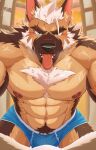  2023 abs anthro anthro_on_anthro anthro_pov areola barazoku biceps blush bodily_fluids body_hair breath briefs briefs_only brown_body brown_fur bulge canid canine canis chest_fur clothed clothing digital_media_(artwork) domestic_dog duo eye_scar eyebrows facial_scar first_person_view fur german_shepherd happy_trail herding_dog heterochromia hi_res looking_at_viewer male male/male male_pov mammal muscular muscular_anthro muscular_male navel nipples open_mouth open_smile pastoral_dog pecs pubes scar signature smile submissive submissive_pov sweat teeth tongue tongue_out topless underwear underwear_only zen_crael 
