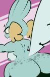  1-upclock abstract_background anthro big_breasts big_butt blue_body blue_nipples blue_scales blue_spots breasts butt cheek_fins dutch_angle female fin generation_3_pokemon half-closed_eyes head_fin hi_res huge_butt kay_(1-upclock) marine mudkip narrowed_eyes nintendo nipples no_pupils nude open_mouth orange_cheeks pokemon pokemon_(species) scales scalie side_boob sitting solo spots spotted_body spotted_scales tail tail_fin 