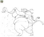  anthro arkveveen_(artist) belly big_breasts big_butt black_and_white breasts butt eyes_closed female generation_5_pokemon huge_butt mienshao monochrome nintendo nipples overweight overweight_anthro overweight_female pokemon pokemon_(species) simple_background solo standing white_background 