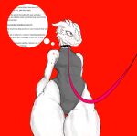  absurd_res anthro blood blood_on_face blood_splatter bodily_fluids clothing female hi_res kobold leash leotard pineathyl pink_eyes scales solo thick_thighs white_body white_scales wide_hips 