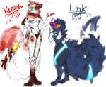  anthro canid canine canis comparing duo fluffy fluffy_hair fluffy_tail fox hair hi_res keni_kun_sama kensu-kun(oc) link(oc) machine male male/male mammal neck_tuft protogen screen screen_face size_difference tail tuft wolf 