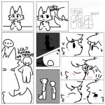  anon anthro blush boy_kisser_(meme) comic comic_panel domestic_cat duo embarrassed felid feline felis human kissing male male/male mammal monochrome romantic silly_cat_(mauzymice) unknown_artist 