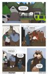  anthro balls big_balls canid canine casual_exposure comic dialogue easton_(snoopjay2) eugene_(snoopjay2) father_(lore) genitals hi_res male mammal mustelid otter parent_(lore) penis raccoon_dog rhinoceros snoopjay2 son_(lore) tanuki 