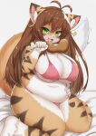  &lt;3 2023 anthro belly big_belly big_breasts bikini blush bone breasts brown_hair canid canine chest_tuft clothed clothed_anthro clothed_female clothing digital_media_(artwork) dipstick_ears dipstick_tail eating eyelashes felid feline felis female female_anthro fluffy fluffy_tail food fox fur gloves_(marking) green_eyes hair hi_res horokusa0519 huge_breasts hybrid inner_ear_fluff kemono looking_at_viewer mammal markings meat meat_on_bone multicolored_ears overweight overweight_anthro overweight_female pantherine simple_background sitting smile solo swimwear tail tail_markings thick_thighs tiger tuft wariza white_background wide_hips 