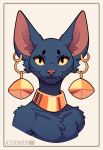  anthro azoomer black_pupils domestic_cat ear_piercing ear_ring felid feline felis gold_(metal) hi_res looking_at_viewer male mammal piercing pink_inner_ear pink_nose portrait pupils ring_piercing signature solo yellow_sclera 