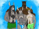  abs age_difference anthro asinus beard belly biceps blue_background body_hair brother brothers bulge chest_hair clothing donkey equid equine facial_hair family_photo father father_and_child father_and_son group hairy horse larger_male lucas_raymond male mammal matthew_raymond mature_male muscular muscular_male nipple_piercing nipples older_male parent parent_and_child pecs piercing seth_raymond sibling simple_background size_difference smaller_male smile snoopjay2 son stomach_hair swimwear underwear younger_male 