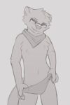  adrian_(snowstormbat) anthro bandanna briefs clothing eyewear glasses hi_res kerchief male mammal mustelid otter sketch snowstormbat solo standing tongue tongue_out underwear undressing 