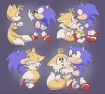  2022 2_tails anthro canid canine clothing cuddling dokudrinker duo eulipotyphlan footwear fox hedgehog hi_res male mammal miles_prower multi_tail sega shoes sonic_the_hedgehog sonic_the_hedgehog_(series) tail 