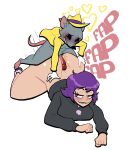  &lt;3 anthro ass_up black_clothing black_hoodie black_sclera black_topwear blush butt butt_grab clothed clothing coat d-rat duo eyelashes fap_(sound_effect) female from_behind_position fur genitals grey_body grey_fur hair hand_on_butt hand_on_hip hi_res hoodie hot_dogging human humping inner_ear_fluff larger_female looking_back looking_pleasured lovetopullmicke male male/female mammal motion_lines murid murine no_pupils on_ground onomatopoeia partially_clothed penis perching_position purple_eyes purple_hair rat rodent sex simple_background size_difference skull_symbol smaller_male sound_effects text thrusting topwear tuft valrie_(valriedoughs) white_background yellow_clothing yellow_coat yellow_fedora yellow_heart yellow_topwear 