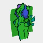  1:1 2023 anthro blue_hair breasts butt digital_media_(artwork) female fur green_body green_fur hair magyma nude pixel_(artwork) short_hair small_tail solo surprise tail unknown_species 