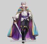  1boy black_footwear black_gloves black_pants fire_emblem fire_emblem_heroes full_body gloves holding holding_sword holding_weapon looking_at_viewer official_alternate_costume official_art pants robin_(fire_emblem) robin_(male)_(exalt&#039;s_deliverer)_(fire_emblem) robin_(male)_(fire_emblem) shirt solo sword two-sided_fabric wada_sachiko weapon white_hair white_shirt 