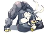  2021 absurd_res anthro blush butt claws finger_claws fur generation_8_pokemon grey_body grey_fur hi_res legendary_pokemon male male_focus nintendo pokemon pokemon_(species) rusk07 simple_background solo toe_claws urshifu white_background 