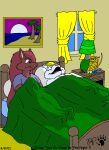  2001 anthro bed bed_sheet bedding bedroom blonde_hair breasts brown_body brown_fur brown_hair clothed clothing domestic_cat erection erection_under_clothing eyes_closed felid feline felis female footwear fur furniture group hair honey_mouse kthanid_(artist) male mammal martin_mink micro mink mouse murid murine mustelid musteline nude open_mouth orange_hair pillow pubes rodent rutwell_forest serenakty shoes sleeping tail trio true_musteline under_covers undressing white_body white_fur yellow_body yellow_fur 
