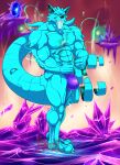  2020 abs anthro artist_name athletic athletic_anthro athletic_male bedroom_eyes biceps big_bulge blue_body blue_eyes blue_fur bulge canid canine canis claws clothed clothing crystal dated deltoids detailed_background digital_drawing_(artwork) digital_media_(artwork) endzone_(hungothenomster) feet fur hi_res hungothenomster long_tail looking_at_viewer male mammal muscular muscular_anthro muscular_male muscular_thighs narrowed_eyes navel pecs purple_clothing purple_underwear seductive sharp_teeth solo tail teeth toe_claws toes tongue tongue_out underwear underwear_only watermark wolf 