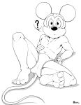  2021 anthro clothing disney gloves hand_on_stomach handwear looking_at_viewer male mammal marcushunter mickey_mouse mouse mouth_closed murid murine navel question_mark rodent signature sitting solo spread_legs spreading tail tail_between_legs underwear wide_eyed 