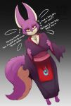 absurd_res anthro big_breasts breast_grab breast_squish breasts canid canine cleavage_cutout clothed clothing female female_focus fox fox_spirit fox_tail fur hand_on_breast hi_res inari_(yo-kai_watch) inviting inviting_to_sex looking_at_viewer looking_up mammal purple_body purple_fur size_difference sketchy_protogen smaller_female smile smiling_at_viewer solo squish tail text yo-kai_watch 
