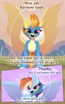  absurd_res blue_body blue_feathers blush clothed clothed_feral clothing comic dialogue english_text equid equine feathers female feral friendship_is_magic hasbro hi_res keetch10 mammal my_little_pony pegasus rainbow_dash_(mlp) spitfire_(mlp) text wings wonderbolts_(mlp) yellow_body yellow_feathers 