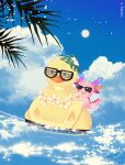  afloat artist_name blue_sky branch cloud cloudy_sky full_moon highres mabinogi moon mouse no_humans ocean outdoors reflection reflective_water reinforced rubber_duck scenery shutter_shades simple_bird sky sunglasses water 