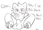  animal_genitalia anthro balls big_balls blush blush_lines castinly felid fluffy fur genitals hi_res hypnosis male mammal mauzymice mind_control pawpads paws silly_cat_(mauzymice) slim solo thick_thighs white_body white_fur 