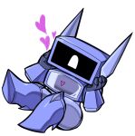  chibi commission decepticon hands_on_own_cheeks hands_on_own_face heart highres mecha no_humans one-eyed pillar_buster robot shockwave_(transformers) sitting solo transformers white_background white_eyes 