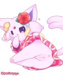  5:6 anus asian_clothing butt clothed clothing clothing_lift digital_drawing_(artwork) digital_media_(artwork) east_asian_clothing eeveelution espeon female feral flower fur generation_2_pokemon genitals headdress hi_res inviting japanese_clothing kimono nakimayo nintendo pawpads paws pink_body pink_fur plant pokemon pokemon_(species) pokemon_unite pussy rear_view seductive simple_background solo solo_focus white_background 