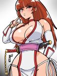  1girl arm_guards breasts brown_hair dead_or_alive highres kasumi_(doa) large_breasts long_hair ninja revealing_clothes solo sword terrybrogard weapon 