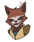  absurd_res alpha_channel anthro brown_body brown_fur clothed clothing digital_media_(artwork) eyes_closed fur guardians_of_the_galaxy hi_res laugh male mammal marvel nate_foster open_mouth piercing procyonid raccoon rocket_raccoon smile solo teeth tongue tongue_piercing 