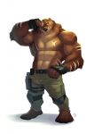  anthro bear bobby_arts bodily_fluids brown_bear chest_scar eye_scar facial_scar grizzly_bear grizzlygus gus_(grizzlygus) hi_res holster kodiak_bear male mammal muscular police resting scar shirtless shirtless_male solo special_forces swat sweat tactical_gear ursine 