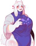  &lt;3 2_horns 3_fingers anthro big_breasts blush boss_monster bovid breasts caprine clothed clothing colored digital_media_(artwork) eyelashes fangs female fingers fur hanaarts hi_res horn huge_breasts long_ears mammal mature_anthro mature_female open_mouth open_smile purple_clothing red_eyes simple_background smile solo standing tail teeth thick_thighs tongue topwear toriel undertale undertale_(series) white_body white_fur 