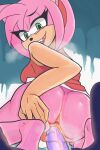  amy_rose anthro anus bodily_fluids bottomless butt butt_grab clothed clothing dildo dildo_in_pussy dildo_insertion eulipotyphlan female genital_fluids genitals hand_on_butt hedgehog hi_res mammal masturbation partially_clothed penetration pink_body pussy pussy_juice sega sex_toy sex_toy_in_pussy sex_toy_insertion sh1vss solo sonic_the_hedgehog_(series) spread_butt spreading sweat upskirt vaginal vaginal_penetration 