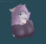  anthro big_breasts blue_eyes body_hair breasts chest_hair clothing curvy_figure eriklechugaa female fish hi_res huge_breasts marine nira_(eriklechugaa) purple_body shark shirt smile topwear 