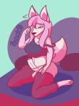  absurd_res anthro big_breasts big_butt big_penis brand_new_animal breasts butt canid canine clothing ear_flick erection fox fur genitals gynomorph hair hi_res intersex legwear long_hair mammal nazuna_hiwatashi nokamiwd panties penis pink_body pink_fur pink_hair simple_background solo stockings studio_trigger thick_thighs topwear underwear white_body white_fur 