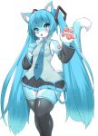  2023 accessory alternate_species anthro blue_body blue_eyes blue_fur blue_hair blush bottomwear clothing digital_media_(artwork) domestic_cat felid feline felis female fur furrification hair hair_accessory hatsune_miku hi_res horokusa0519 legwear long_hair looking_at_viewer mammal necktie pawpads pigtails shirt skirt thigh_highs topwear twintails_(hairstyle) vocaloid white_body white_fur 