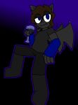  2019 anthro apollysabyss bat biped black_body black_clothing black_ears black_fur black_wings blue_clothing blue_eyes brown_hair clothing container cup drinking_glass eyelashes eyeshadow fur glass glass_container glass_cup grey_clothing hair hi_res holding_glass holding_object makeup mammal marci_(apollysabyss) solo topwear trans_(lore) trans_woman_(lore) wine_glass wings 