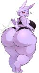  anthro big_breasts big_butt breasts butt butt_slap clothed clothing female generation_1_pokemon gengar hi_res nintendo one_eye_closed overweight panties plump_(character) pokemon pokemon_(species) purple_body rear_view red_eyes simple_background slap smile solo standing thick_thighs underchikichan underwear wink 