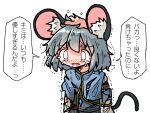  1girl animal_ears copyright_request crying crying_with_eyes_open grey_hair headpat kasuya_baian mouse_ears mouse_tail nazrin romaji_text shaking short_hair speech_bubble tail tears white_background 