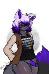  absurd_res anthro bodily_fluids bottomless breasts cheek_tuft clothed clothing erection facial_tattoo facial_tuft felid feline female fluffy fluffy_tail fur genital_fluids genitals grey_body grey_fur gynomorph hair hi_res intersex kuro_(kurotodraw) kurotodraw leak leaking leaking_precum lgbt_pride mammal penis precum pride_color_clothing pride_colors pride_month purple_hair purple_penis solo solo_focus tail tattoo tired trans_(lore) trans_woman_(lore) tuft white_hair 