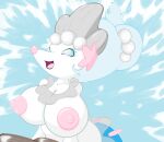  anthro blue_eyes blue_hair breasts clothing female generation_7_pokemon hair lil_scooter56 marine merfolk nintendo nipples pokemon pokemon_(species) primarina solo split_form white_body white_skin 