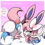  absurd_res anthro blue_sclera demon duo eeveelution female first_person_view fur generation_6_pokemon genitals hair hi_res looking_at_viewer male male/female nintendo oral penis pink_hair pink_hands pokemon pokemon_(species) pov_blowjob ribbons simple_background spanish_text succubus sylveon text tongue_on_penis translation_request white_body white_fur xdragoncam 